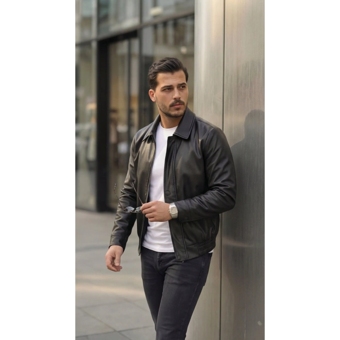 Erkek Astarlı Deri Ceket