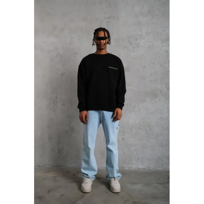 Erkek Baskılı Sweat - Siyah