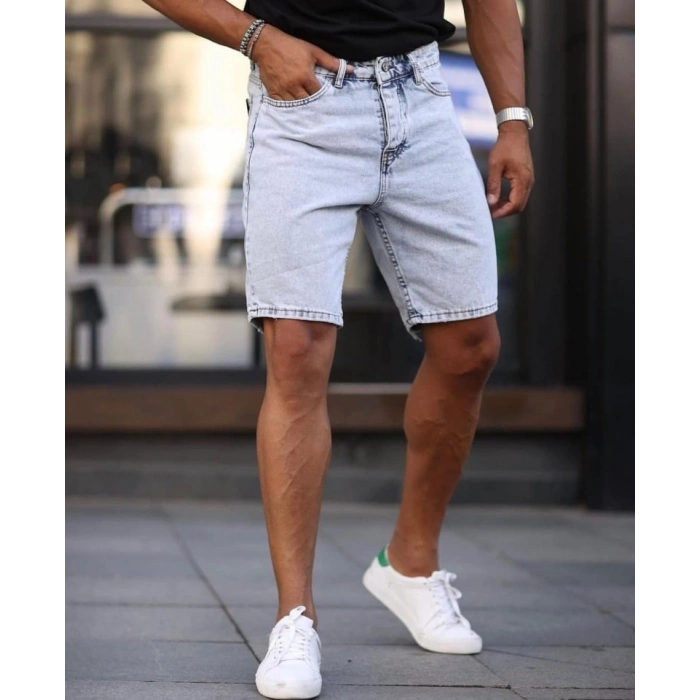 Erkek Buz Mavi Kar Yıkama Şort