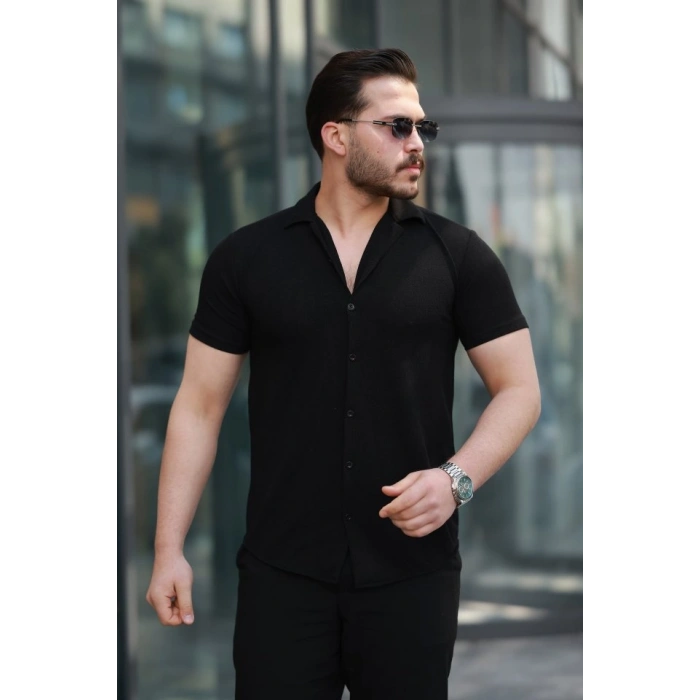 Erkek Kısa Kollu örme Kumaş Pamuklu Gömlek