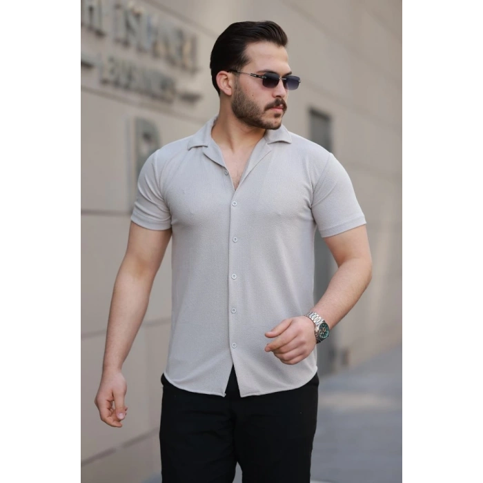 Erkek Kısa Kollu örme Kumaş Pamuklu Gömlek