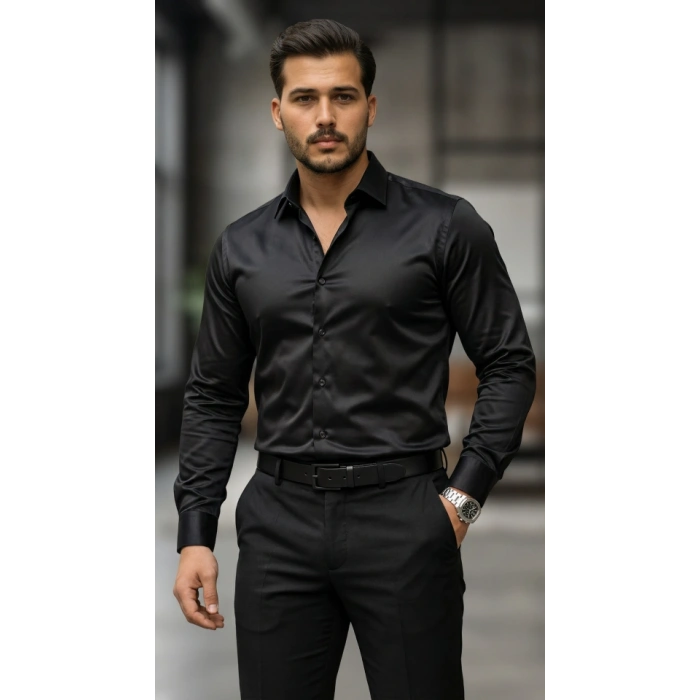 Erkek Saten Klasik Gömlek
