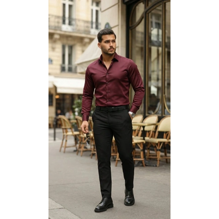 Erkek Saten Klasik Gömlek