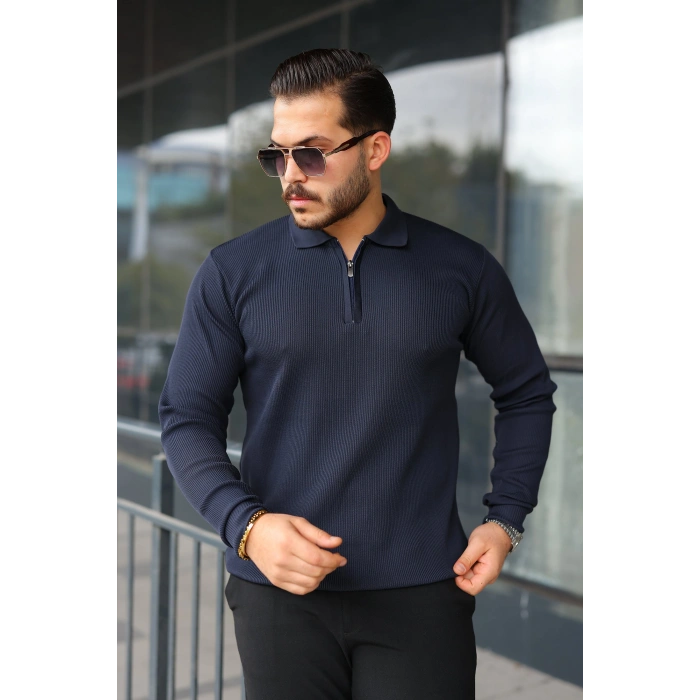 Erkek Selanik örme Yakalı Uzun Kollu Triko