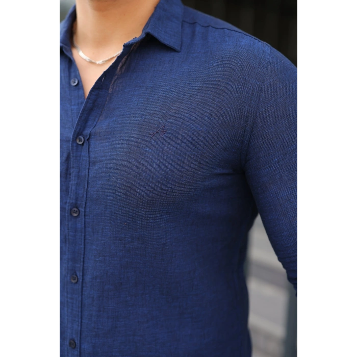 Erkek Uzun Kollu Keten Gömlek