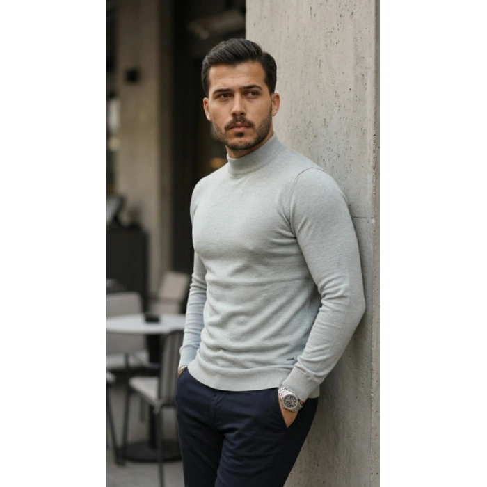 Erkek Yarım Balıkçı Yaka Pamuklu Triko