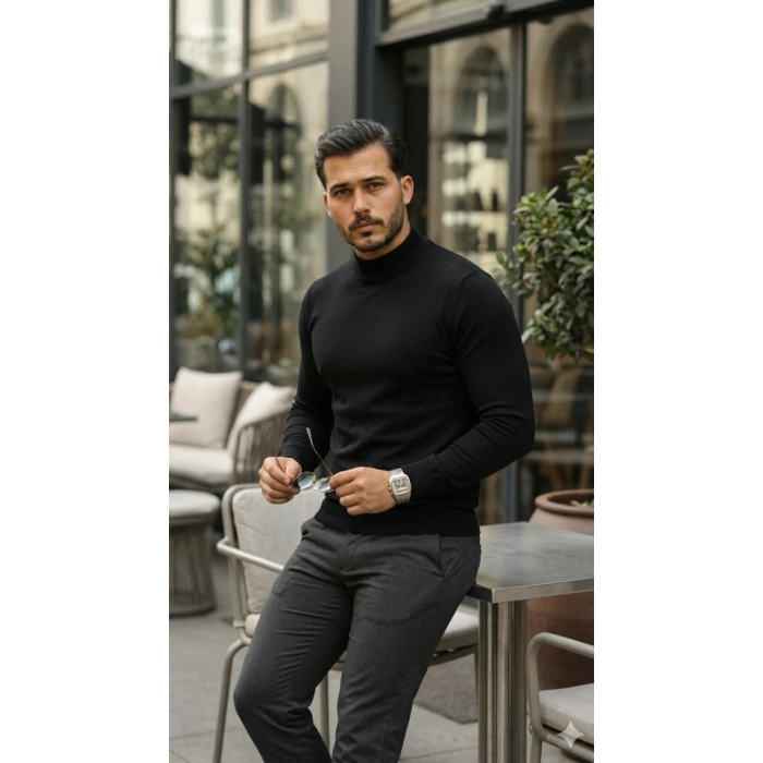 Erkek Yarım Balıkçı Yaka Pamuklu Triko