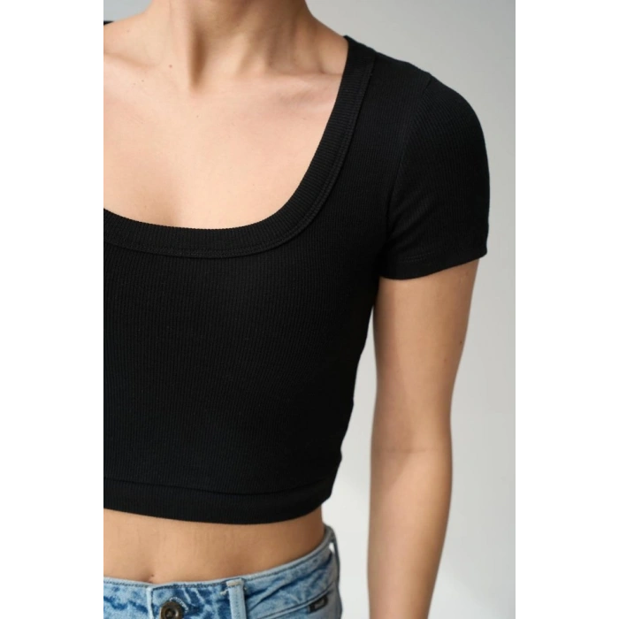 Geniş Yaka Bady - Siyah