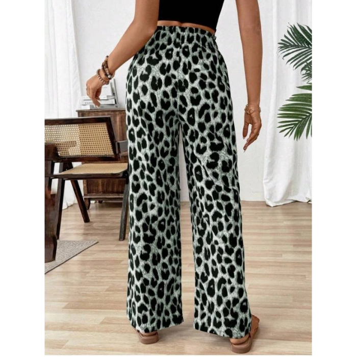 Kadın Beli Lastikli Leopar Desen Süprem Pantolon