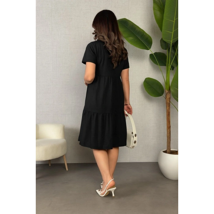 Kadın Kısa Kollu V Yakalı Viskon Elbise