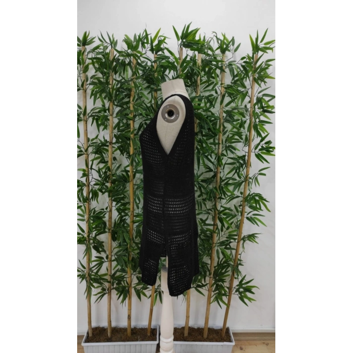 Kadın Kolsuz Derin Sırt Dekolteli Ajurlu Triko Pareo