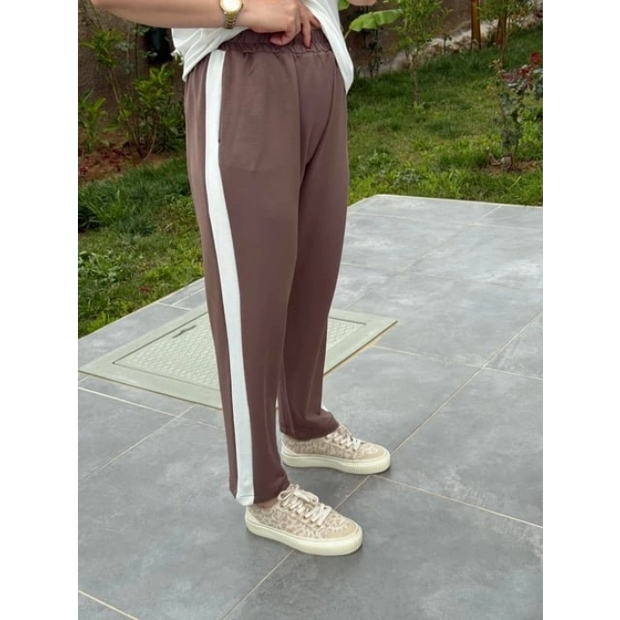 Kadın Modal Dokulu Kumaş Yanı şeritli Takım