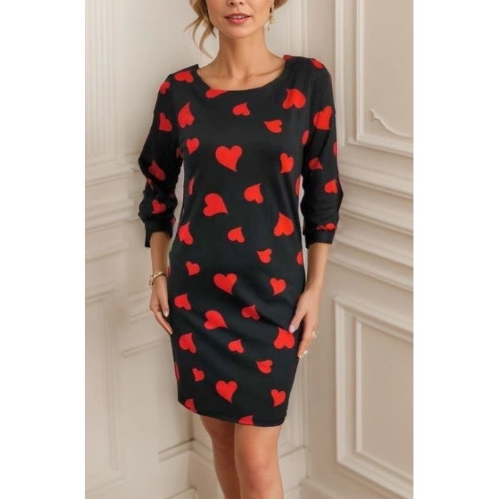 Kadın Uzun Kollu Bisiklet Yaka Dalgıç Mini Boy Elbise