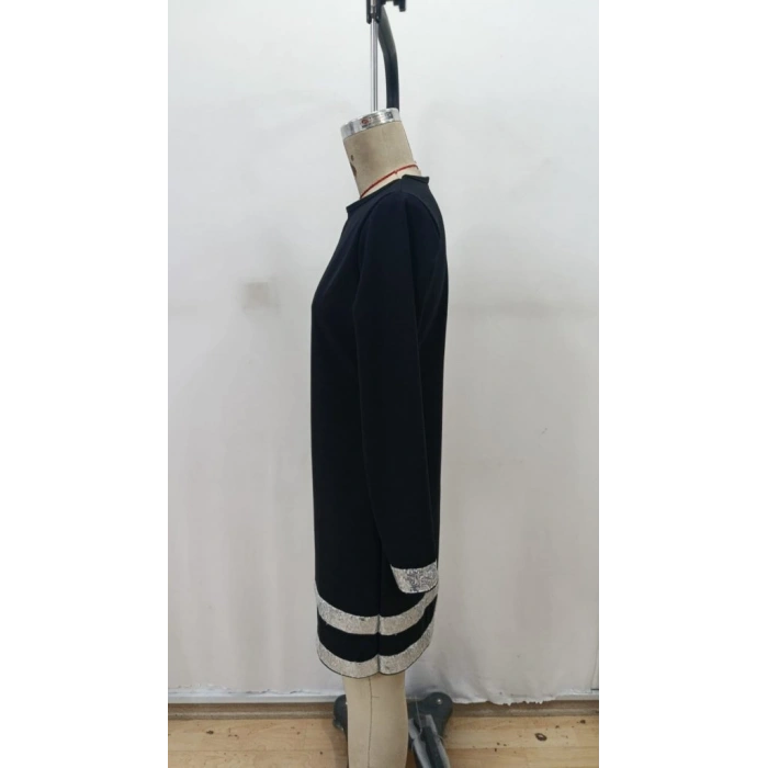 Kadın Uzun Kollu Bisiklet Yaka Mini Ithal Krep Elbise