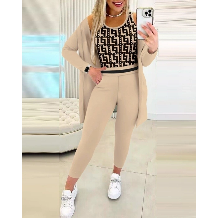 Kadın Uzun Kollu Krep üçlü Takım