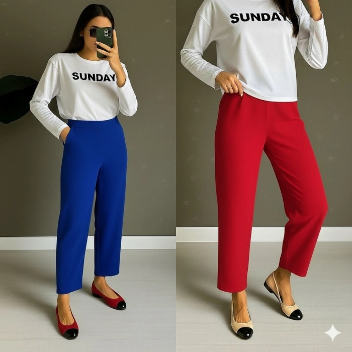 Kadın Yüksek Bel Krep Pantolon