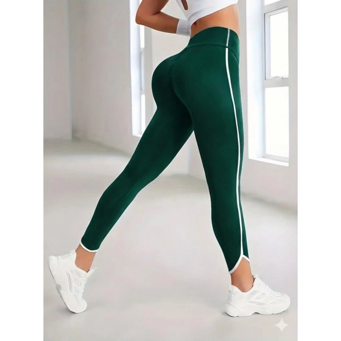 Kadın Yüksek Bel Yan şerit Detaylı Dalgıç Tayt