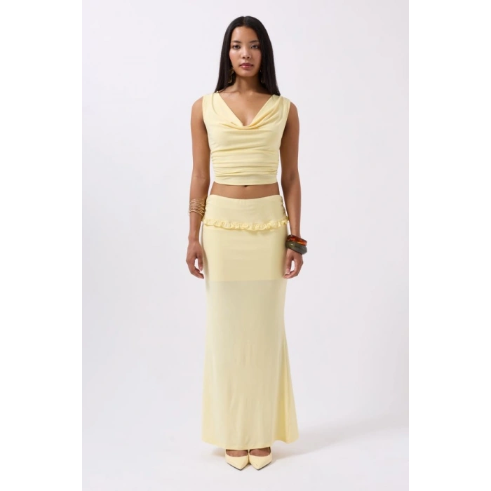 Katlama Bel Detay Maxi Etek