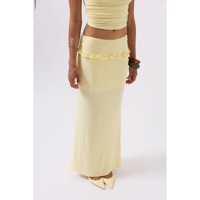 Katlama Bel Detay Maxi Etek