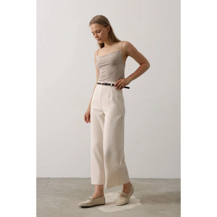 Kemer Pens Detaylı Pantolon - Bej