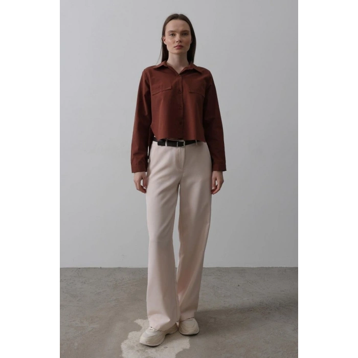 Kemerli Palazzo Pantolon - Pudra