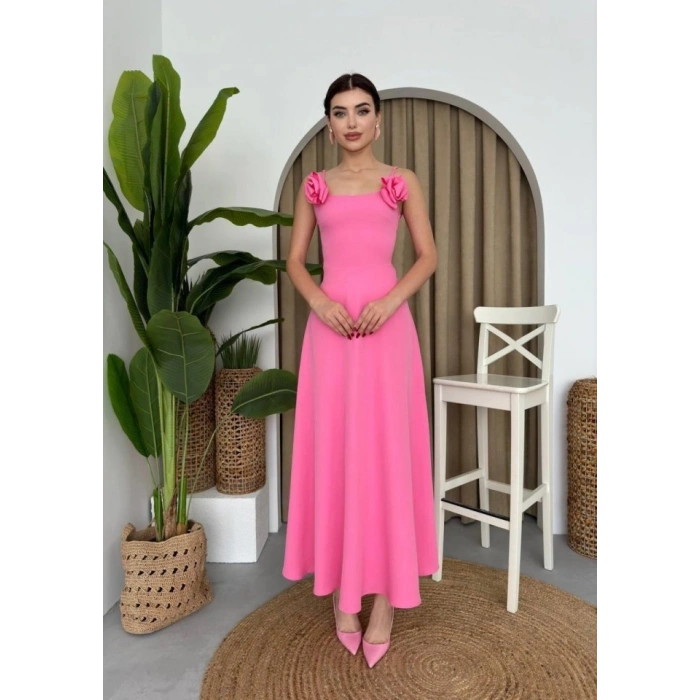 Matilda Gül İp Askılı Elbise