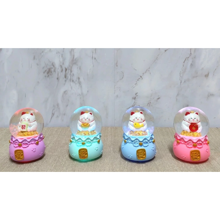 Şans Kedisi Işıklı Kar Küresi