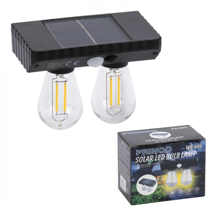 Sensörlü Solar İkili LED Ampul Lamba - Çift Başlıklı - Güneş Enerjili Aydınlatma