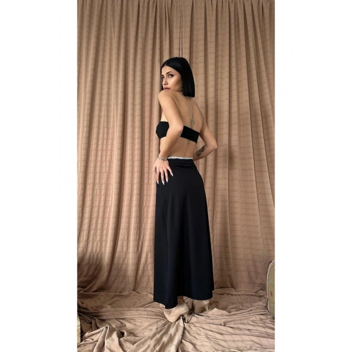 Siyah Beli Lastikli Etek