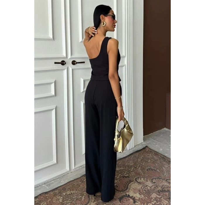 Tek Omuz Büstiyer Plazzo Pantolon Viscon Takım 10159