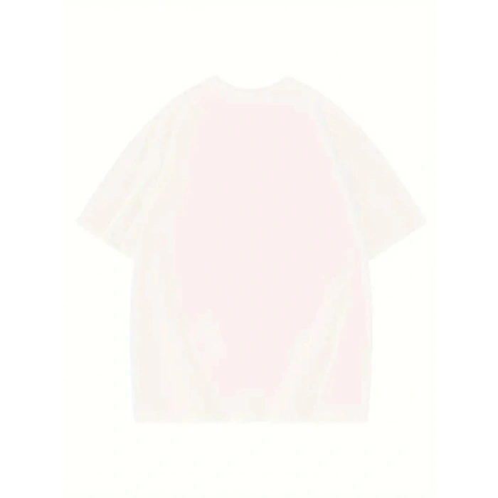 Thousand Baskılı Oversize Bisiklet Yaka T-shirt - Beyaz