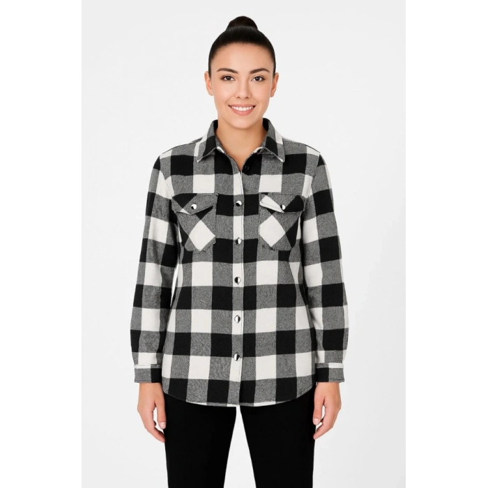 Uzun Kollu Oduncu Gömlek - Siyah