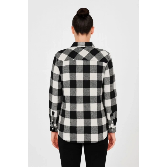 Uzun Kollu Oduncu Gömlek - Siyah