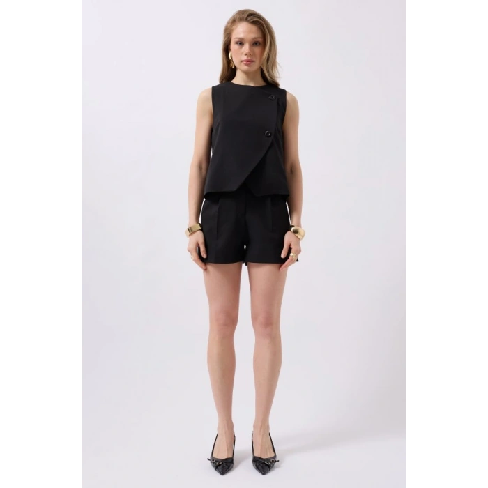 Yandan Düğmeli Dokuma Yelek