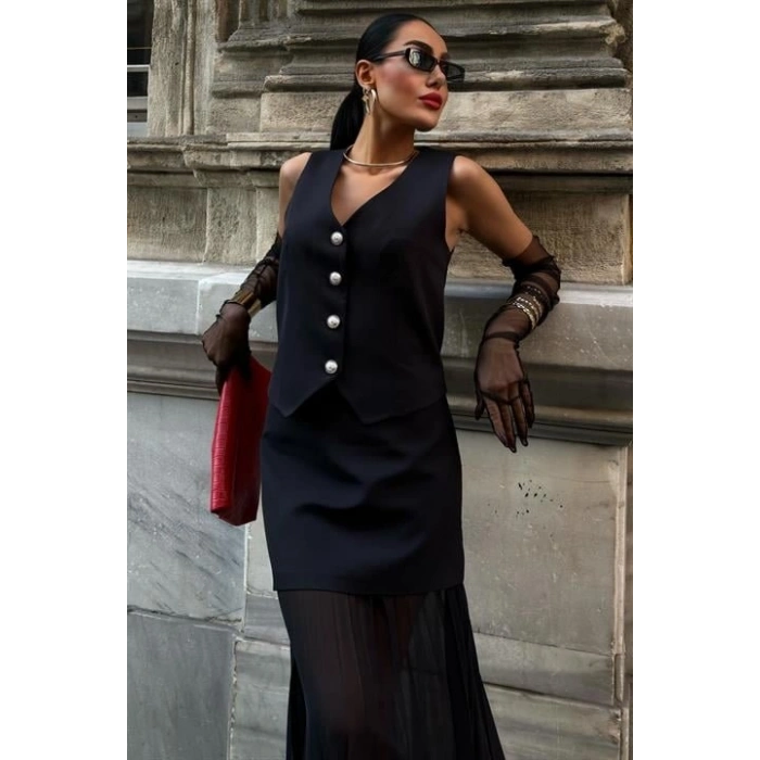 Yelek Ve Pilise Etekli Premium Takım 10096