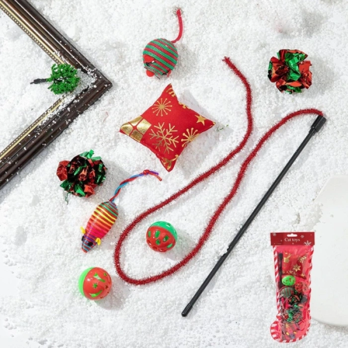 Yılbaşı Konseptli Kedi Oyuncak Seti
