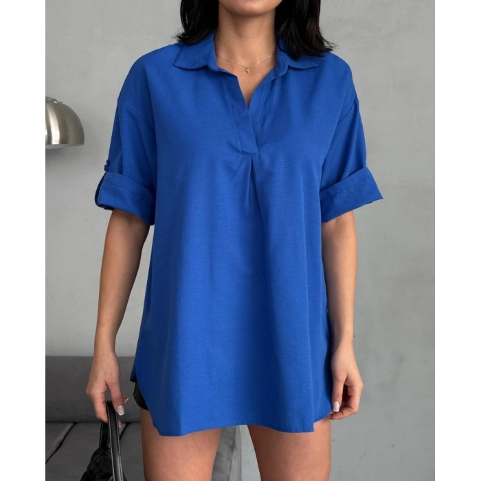 Yırtmaç Detaylı Tunik Gömlek