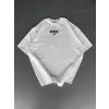 Baskılı Oversize Bisiklet Yaka T-shirt - Beyaz