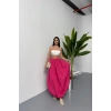 BEL LASTİKLİ BALON ETEK ŞANEL BOY SOFT KUMAŞ - Fuşya