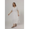 Beli Lastikli Elbise - Beyaz