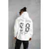 Erkek 98 Baskılı Kapşonlu Sweat - Beyaz