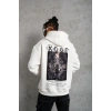 Erkek Baskılı Kapüşonlu Sweat - Beyaz