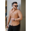 Erkek çift Cepli çıtçıt Düğmeli Uzun Kollu Gömlek