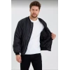 Erkek Düz Bomber Ceket - Siyah