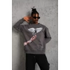 Erkek Güvercin Baskılı Sweatshirt - Gri