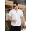 Erkek Ottoman Kumaş Apaj Yaka Kısa Kollu Gömlek