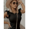 Kadın Kolsuz Omzu Volanlı Bisiklet Yaka Kaşkorse Mini Elbise