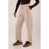 Kapama Cep Detaylı Krem Pantolon