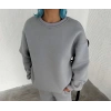 Kışlık Bisiklet Yaka Üç İplik Basic SweatShirt - Gri