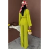 Kruvaze Model Klasik Pantolonlu Çupra Keten Takım 10191